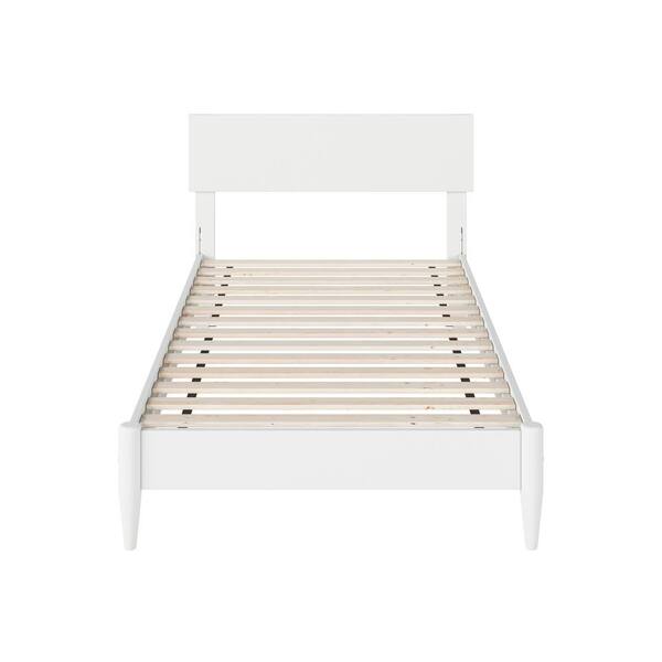 Aria White Solid Wood Frame Twin Modern Low Profile Platform Bed