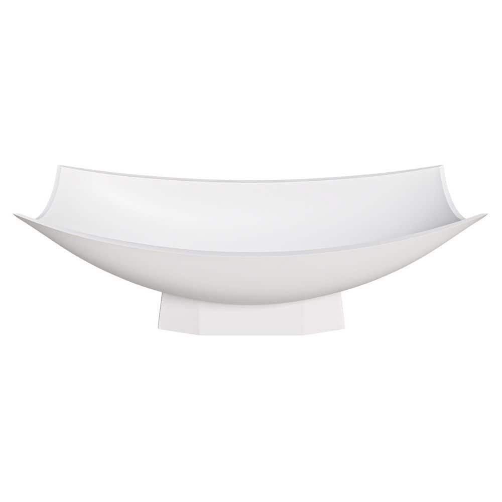 71" White Matte Solid Surface Freestanding Hammock Bathtub