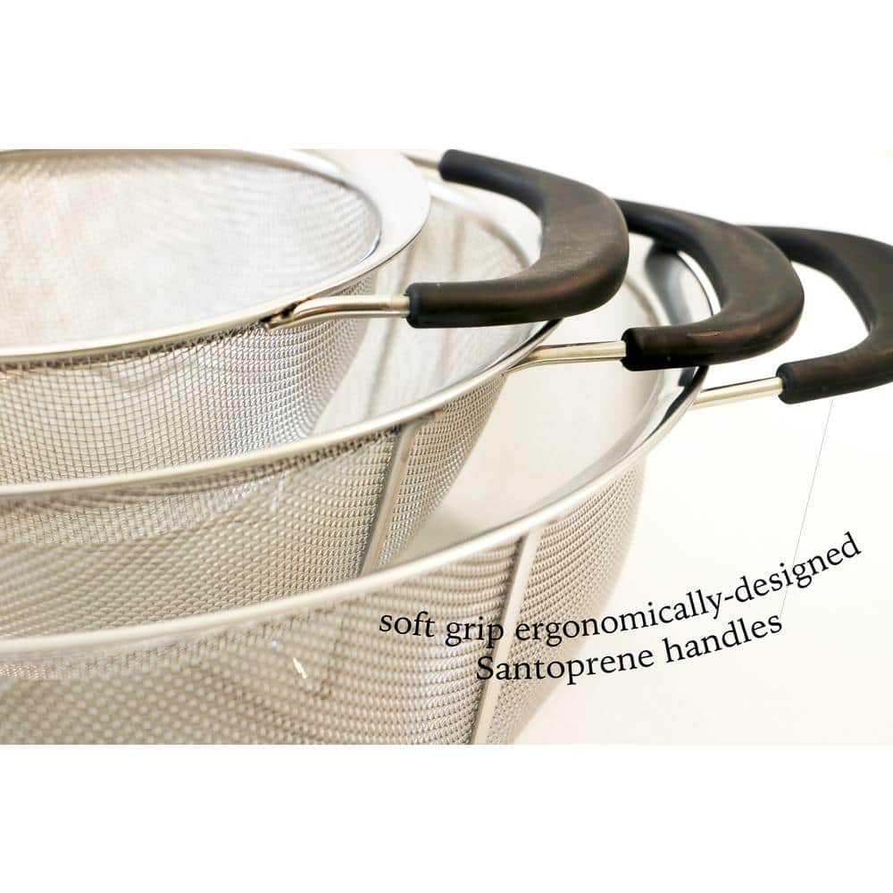 11.25" Black Stainless Steel Mesh Colander with Handles