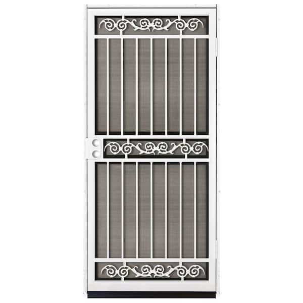 Unique Home Designs 36 in. x 80 in. Sylvan White Surface Mount Outswing Steel Security Door with Insect Screen