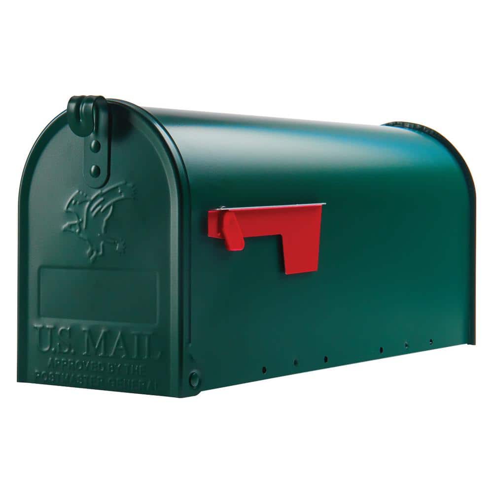 Medium Green Galvanized Steel Lockable Post Mount Mailbox