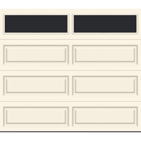 Classic Steel Long Panel 8 ft. x 7 ft. Insulated 6.5 R-Value Almond Garage Door with windows