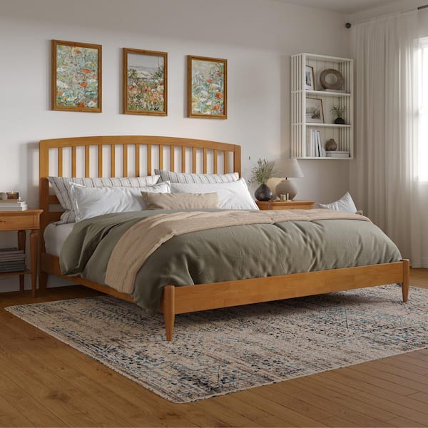 AFI Quincy Light Toffee Natural Bronze Solid Wood Frame King Low Profile Platform Bed