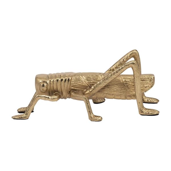 Liv & Skye Gold 9 in. x 3.5 in. Metal Novelty Solid Grasshopper Figurine