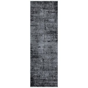 Adirondack Black/Ivory 3 ft. x 6 ft. Distressed Runner Rug