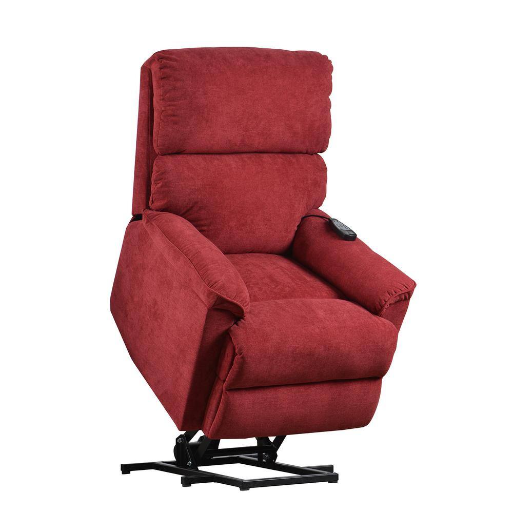 Qualfurn Red Soft Fabric Power Lift Massage Recliner Chair with Remote