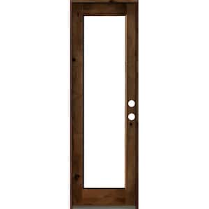 30 in. x 96 in. Rustic Knotty Alder Left Hand Full-Lite Clear Provincial Stain Wood Inswing Single Prehung Front Door