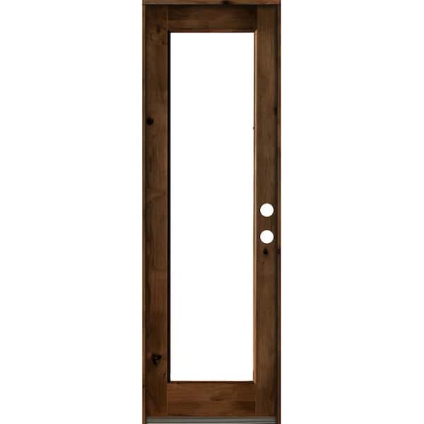 Krosswood Doors 30 in. x 96 in. Rustic Knotty Alder Left Hand Full-Lite Clear Provincial Stain Wood Inswing Single Prehung Front Door