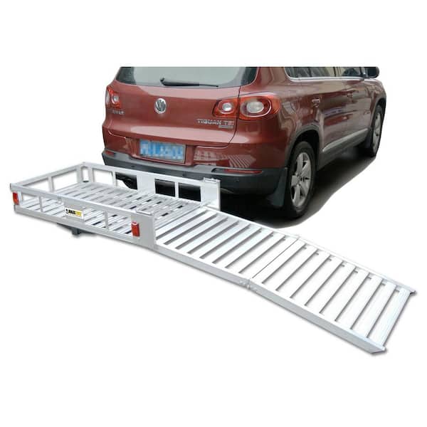 MaxxHaul 500 lb. Capacity 48 in. x 28 in. Aluminum Hitch Cargo Carrier for 2 in. Receiver with Folding Ramp