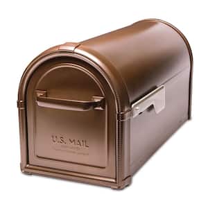 Hillsborough Copper, Large, Steel, Post Mount Mailbox with Silver Flag