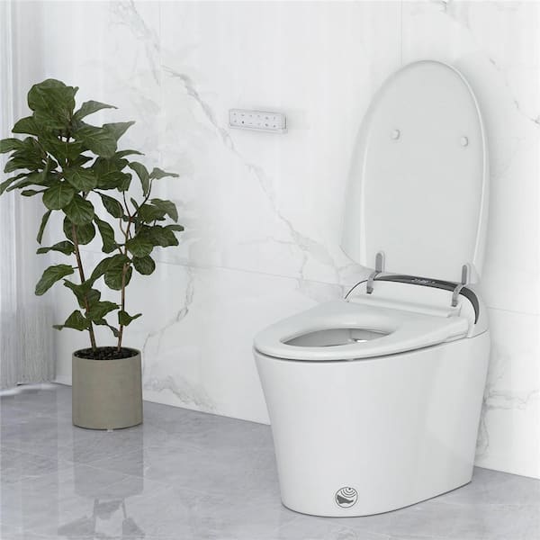 12 in. Wall Hung Smart Toilet 1.28 GPF Flushing Elongated Toilet in White with Display Adjustable Heated Seat