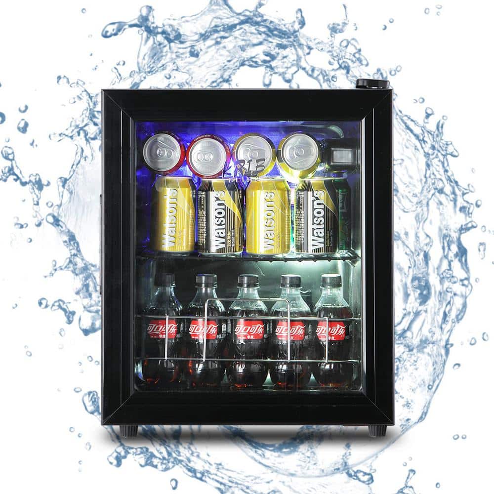 60 Can Wine and Beverage Refrigerator Cooler - Mini Fridge with Reversible  Clear Front Glass Door and Thermostat, LED light for Beer Soda Drink