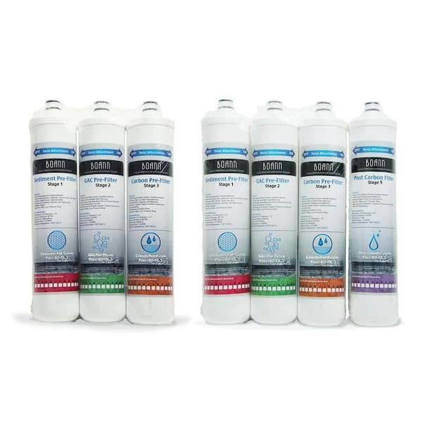 BOANN 1-Year Pack Reverse Osmosis Water Filtration System with Full Filter Set
