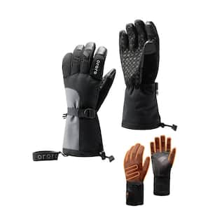 Unisex Large Black/Gray 7.4-Volt 3-in-1 Rechargeable Heated Gloves with Lithium-Ion Batteries