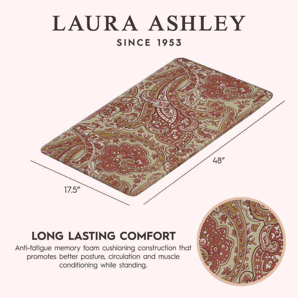 Rust and Beige Paisley Anti-Fatigue Kitchen Mat Set