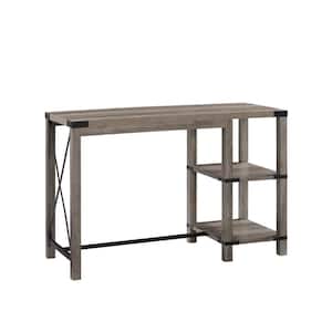 55 in. Farmhouse Rectangle Grey Wash Wood Counter Height Table with Metal Accents (Seats 1)