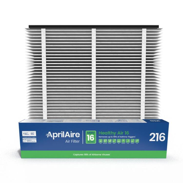 AprilAire 216 20 in. x 25 in. x 4 in. MERV 16 Pleated Filter For Air Cleaner Models 1210,1620,2210,2216,3210,4200 (1-Pack)