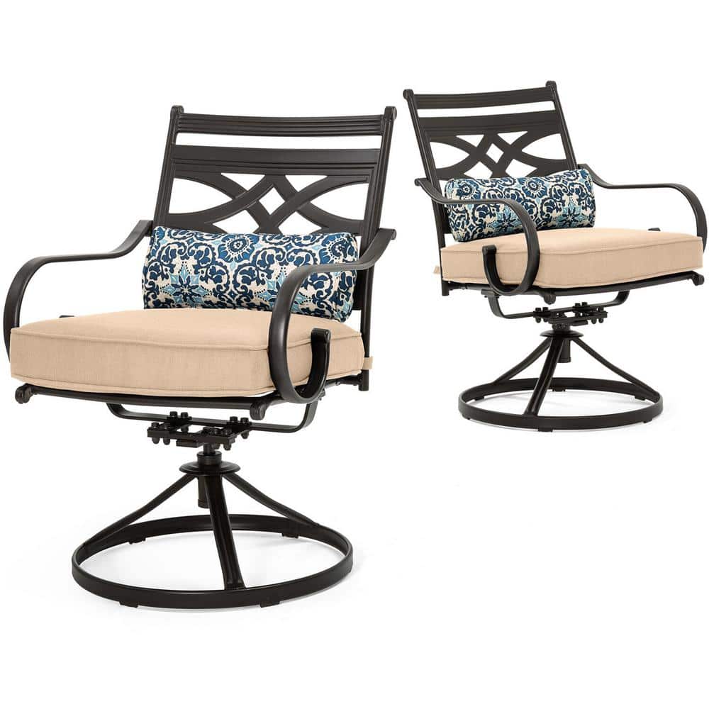 Montclair Steel 11-Piece Outdoor Dining Set with Swivel Rockers, Tan