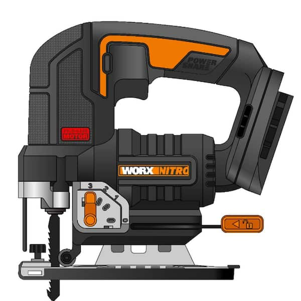 Worx Nitro WX542L 20V Power Share Cordless Jigsaw with Brushless Motor (Battery & Charger Included)