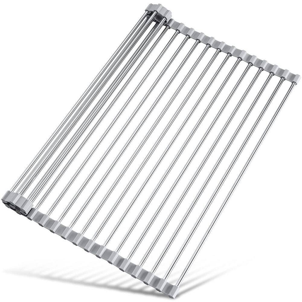 17.7 in. x 15.5 in. Foldable Stainless Steel Roll Up Dish Drying Dish Rack Over Sink for Kitchen Home, Silver price history on PriceWatchPro