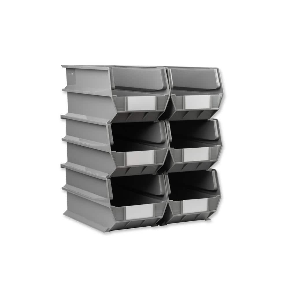 LocBin 8-1/4 in. W x 14-3/4 in. D x7 in. H Gray Stacking, Hanging, Interlocking Polypropylene, Tool Storage Bin, 6-Pack price history on PriceWatchPro