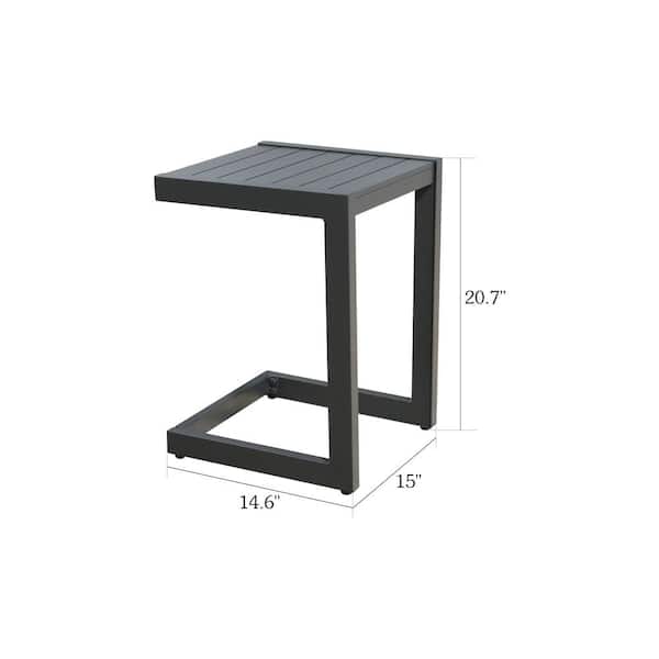 ULAX FURNITURE Dark Gray C-shaped Aluminum Outdoor Side