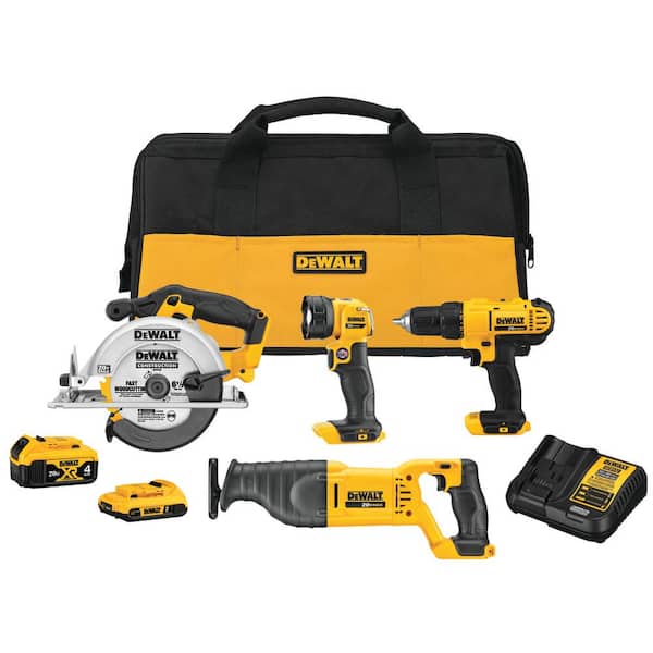 20V MAX Cordless 4 Tool Combo Kit, 20V Oscillating Multi Tool, (1) 20V 4.0Ah Battery, (1) 20V 2.0Ah Battery and Charger