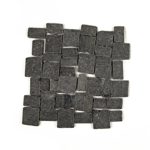 TILE CONNECTION Block Tile Black 11 in. x 11 in. x 9.5 mm Mesh-Mounted Mosaic Tile (9.28 sq. ft. / case)