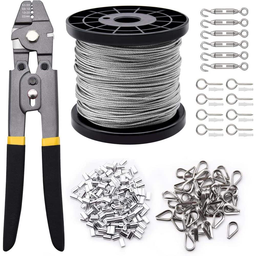 328ft 1/16 in. Stainless Steel Wire Rope Cable Set with Crimping Sleeves Thimbles Turnbuckles Eye Screws for Railing price history on PriceWatchPro