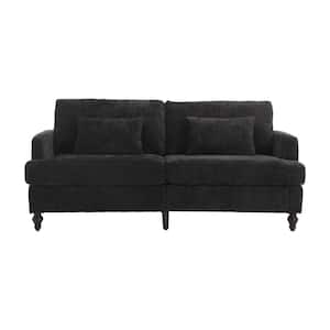 69 in. Modern Oversized Black Chenille Wood Frame Upholstered 2-Seater Loveseat