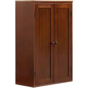 MDF Freestanding Storage Cabinet with Double Doors and Adjustable Shelf in Walnut