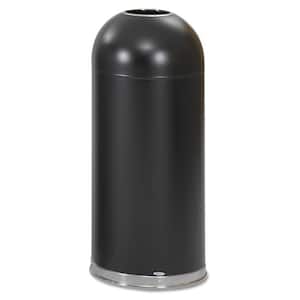 15 Gal. Black Open-Top Dome Receptacle, Round, Steel