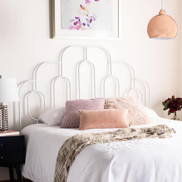 SAFAVIEH Paloma White Metal Full Upholstered Headboard