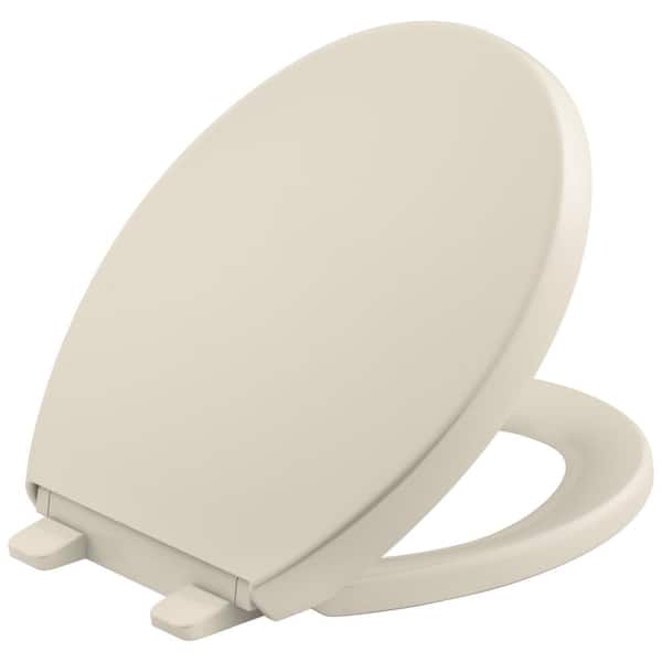 KOHLER Grip Tight Reveal Q3 Round Closed Front Toilet Seat in Almond