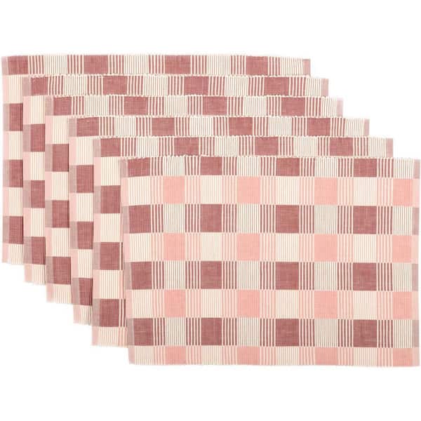 Daphne 18 in. W. x 12 in. H Pink Ribbed Cotton Placemat Set of 6