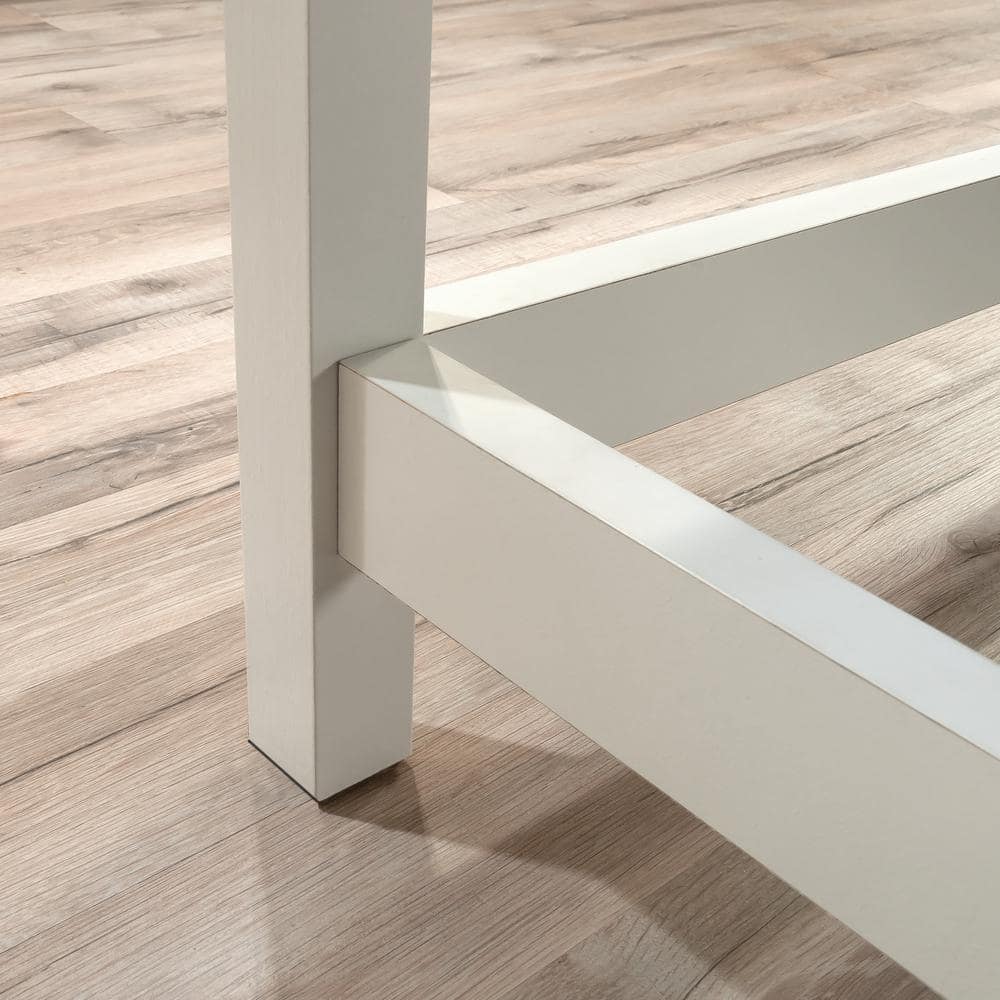 Cottage Road Coastal White Wood L-Shaped Desk with Black Hardware