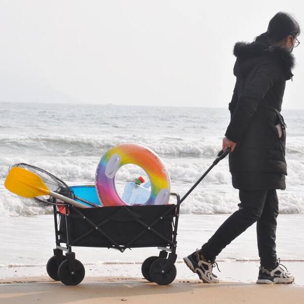 ミラクル Siavonce 4.14 cu. ft. Steel Garden Cart Folding Wagon Garden