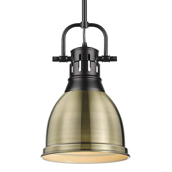 Duncan 1-Light Matte Black Standard Mini Pendant with Metal Shade