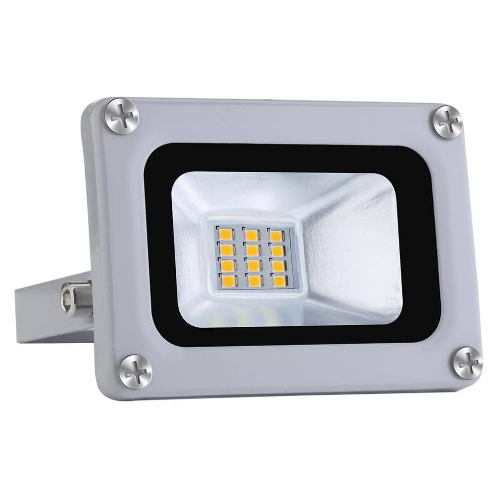 10-Watt 120-Degree Gray Outdoor Integrated LED Flood Light 6500K Cool White