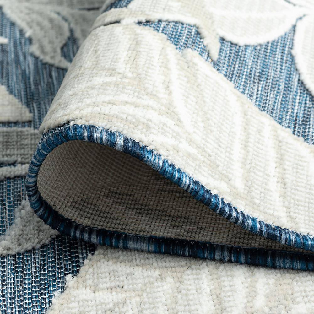 Trendy Dark Blue 2x8 Synthetic Indoor/Outdoor Runner Rug