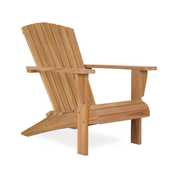 Zeus & Ruta Brown Wood Adirondack Chair, Patio Chair for Garden Lawn Backyard Deck, Set of 1