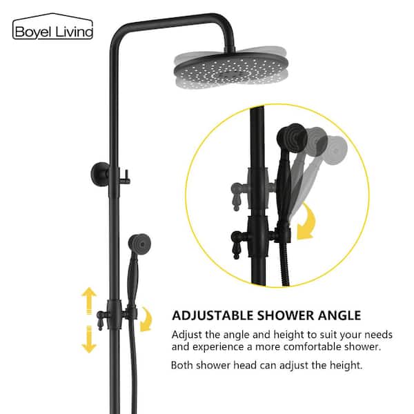 Airuida 12 Inch Square Matte Black Shower Faucet With Matching Oil Rubbed  Bronze Brass Exposed Pipe Shower System