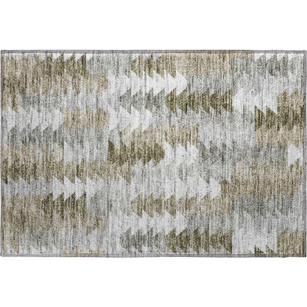 Mayfield Premium Machine Washable Indoor/Outdoor Geometric AMF632 Brown 1 ft. 8 in. x 2 ft. 6 in. Area Rug