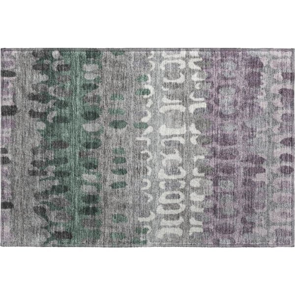 Mayfield Premium Machine Washable Abstract AMF2529 Plum 3 ft. x 4 ft. Area Rug