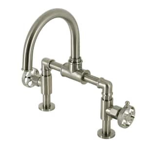 Webb Bridge 8 in. Widespread 2-Handle Bathroom Faucet with Push Pop-Up in Brushed Nickel