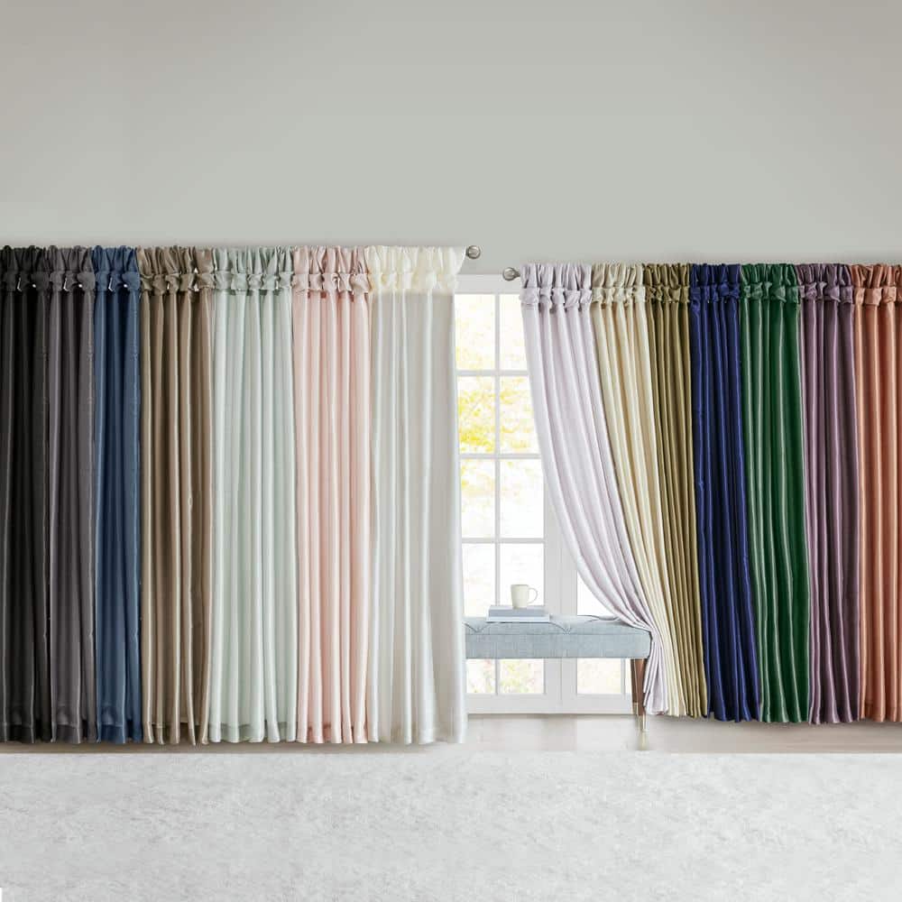 Charcoal Faux Silk Tab Top Light Filtering Curtain Panel