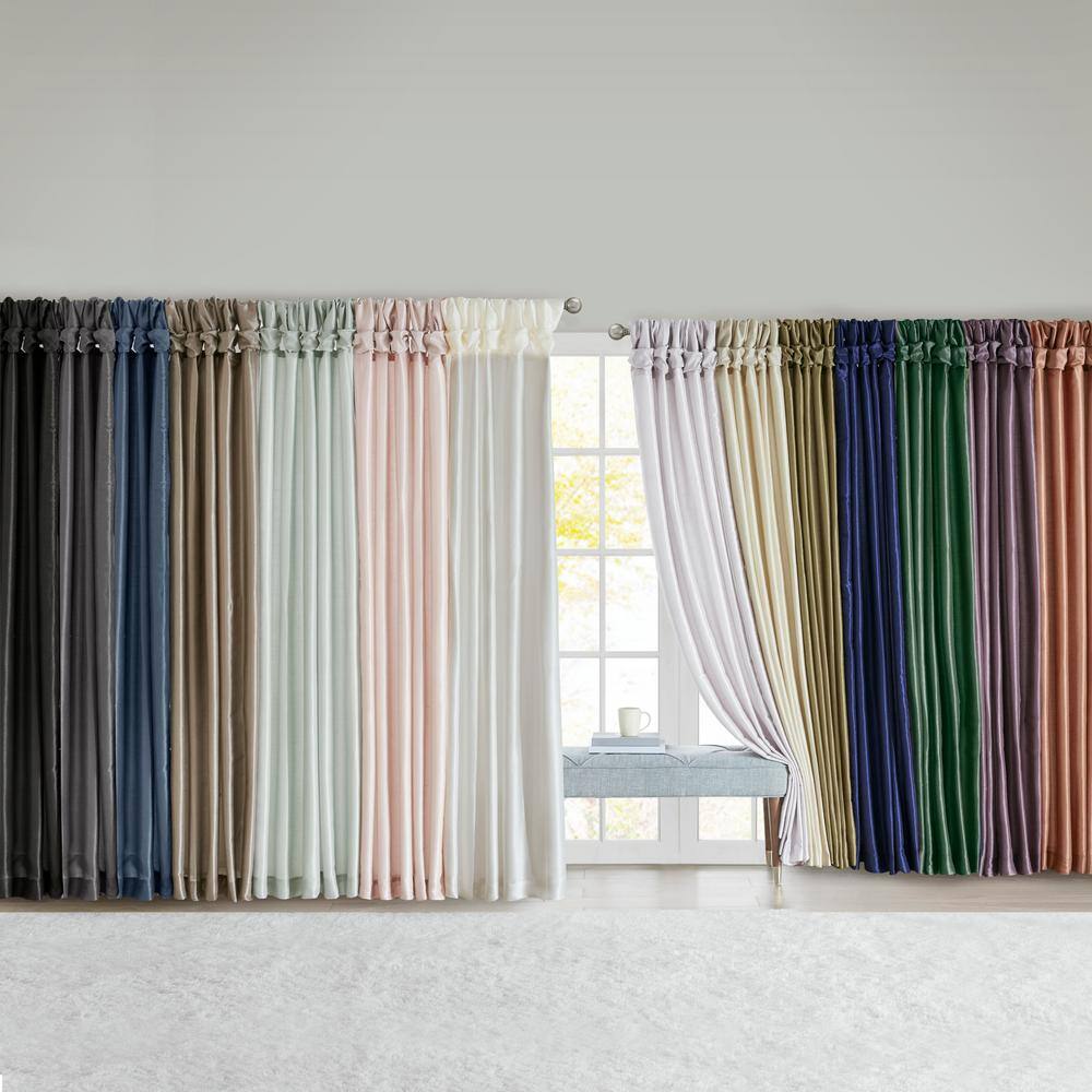 Silver Faux Silk Puddle Length Tab Top Room Darkening Curtain