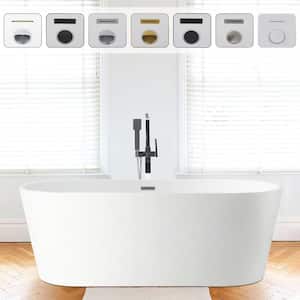 Bordeaux 67 in. Acrylic Flatbottom Freestanding Bathtub in White/Brushed Nickel