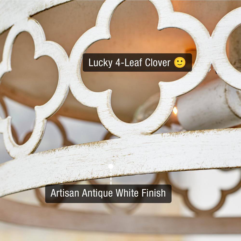 Antique White Metal Drum Flush Mount Ceiling Light, Modern Design