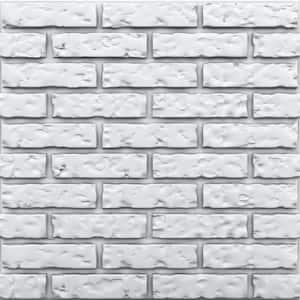 Brick 3/4 in. x 2 ft. x 2 ft. Plain White Seamless Foam Glue-Up 3D Wall Panels (16-Pack) 64 sq. ft./case